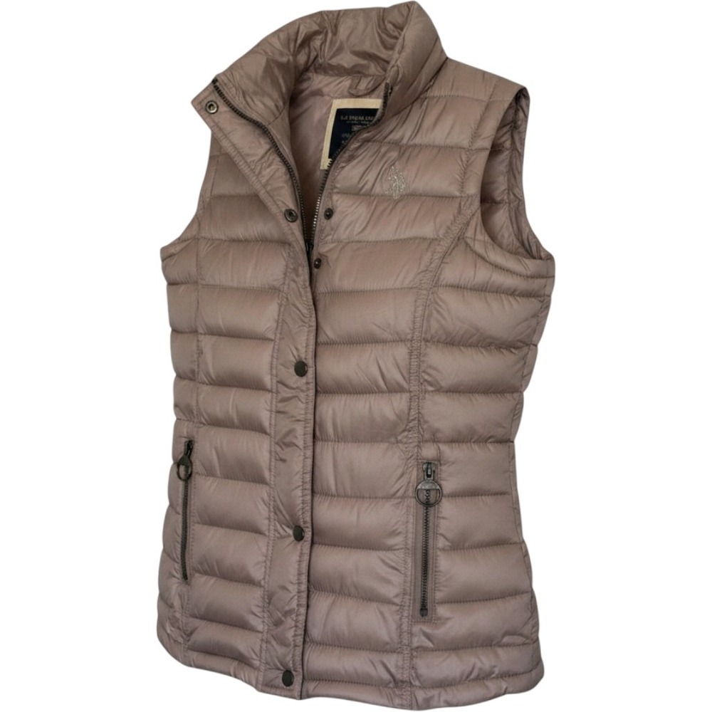 US Polo Assn Womens Pearl Quilted Puffer Vest Snap Zip Small 015108N5 NEW